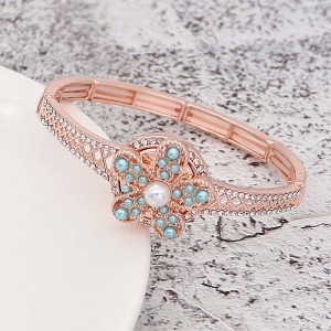 20MM Starfish snap  rose-gold plated with blue Pearl KC8058