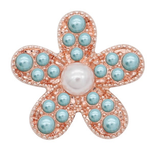 20MM Starfish snap  rose-gold plated with blue Pearl KC8058