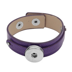 1 buttons purple Genuine leather KC0895 Watch bracelets fit 20MM snaps chunks