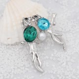 20MM Bird snap Plated with  blue rhinestone And pearls KC9201 snaps jewelry