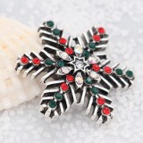 Christmas 20MM  snowflake snap Silver Plated with  rhinestone KC8054 snaps jewelry