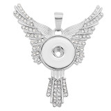 Eagle wings snap sliver Pendant With white rhinestones fit 20MM snaps style jewelry KC0469