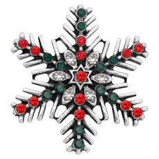 Christmas 20MM  snowflake snap Silver Plated with  rhinestone KC8053 snaps jewelry