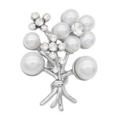 Flowers 20MM pearl snap Plated with White rhinestone and pearl KC8066 snaps Charms