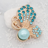20MM  Butterfly  Gold snap Plated with Blue rhinestone Pearl  KC8046 snaps jewelry