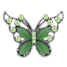 Butterfly 20MM snap charms Silver Plated with Green rhinestone  KC9210  snaps jewelry