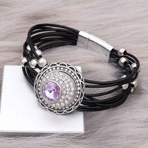20MM design snap charms Silver Plated with purple rhinestone  KC9205 snaps jewelry