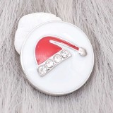 Christmas 20MM  Christmas hat charms snap Silver Plated with  rhinestone  and enamel KC9202 snaps jewelry