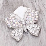 Butterfly 20MM snap charms Silver Plated with White rhinestone  KC9212  snaps jewelry