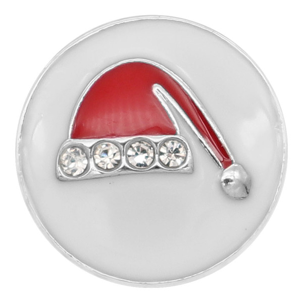Christmas 20MM  Christmas hat charms snap Silver Plated with  rhinestone  and enamel KC9202 snaps jewelry