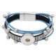 1 buttons Blue leather with white rhinestone KC0506 new type Bracelet fit 20mm snaps chunks