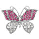 Butterfly 20MM snap charms Silver Plated with Pink rhinestone  KC9211 snaps jewelry