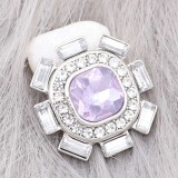 charms 20MM design snap Silver Plated with purple rhinestone  KC9215 snaps jewelry