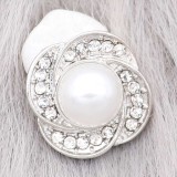 charms 20MM  snap Silver Plated with White rhinestone  Pearl  KC9213 snaps jewelry