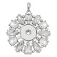 snap sliver Pendant With white rhinestones fit 20MM snaps style jewelry KC0471