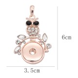snap Rose Gold Pendant With white rhinestones  fit 20MM snaps style jewelry KC0474