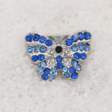 12MM design Butterfly metal snap with Blue rhinestone KS7083-S snaps jewelry