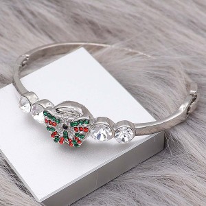 12MM  Christmas design Butterfly metal snap with Red green rhinestone KS7082-S snaps jewelry