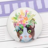 20MM  design Cat Painted enamel metal C5929 print  charms snaps jewelry