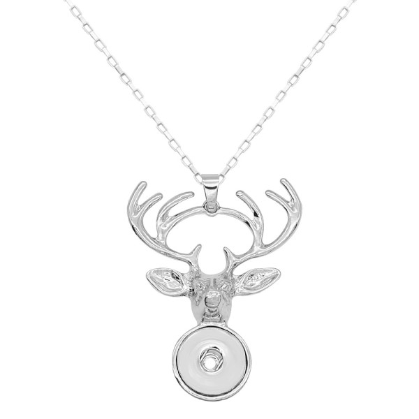 Christmas pendant Elk Necklace  60cm chain KC1314 fit 20MM chunks snaps jewelry