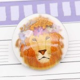 20MM  design Lion Painted enamel metal C5926 print  charms snaps jewelry