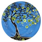 20MM  design Tree Painted enamel metal C5910 print  charms blue
