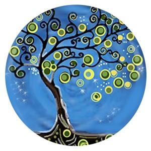 20MM  design Tree Painted enamel metal C5910 print  charms blue