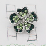 12MM design Flowers metal charms snap with Green rhinestone KS7098-S snaps jewelry