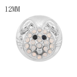 12MM design Round Rabbit metal charms snap with White rhinestone KS7108-S snaps jewelry