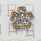 12MM design Flowers metal charms snap with Yellow rhinestone KS7099-S snaps jewelry