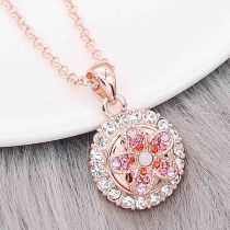 12MM flower Rose Gold metal charms snap with Red rhinestone KS7105-S snaps jewelry