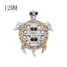 12MM design Tortoise metal charms snap with Yellow, white and black rhinestone KS7097-S snaps jewelry