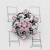 12MM design Flowers metal charms snap with Pink rhinestone KS7116-S snaps jewelry
