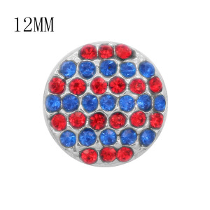 12MM design Round metal charms snap with Blue and red rhinestone KS7089-S snaps jewelry