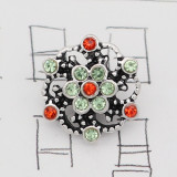 Christmas charms 12MM design Flowers metal snap with Red and green rhinestone KS7118-S snaps jewelry
