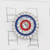 12MM design Round metal charms snap with White rhinestone enamel KS7112-S snaps jewelry