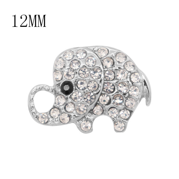 12MM design Elephant metal charms snap with White rhinestone KS7102-S snaps jewelry