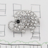 12MM design Elephant metal charms snap with White rhinestone KS7102-S snaps jewelry