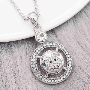 12MM design Round Rabbit metal charms snap with White rhinestone KS7108-S snaps jewelry