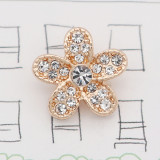 12MM flower Golden metal charms snap with White rhinestone KS7104-S snaps jewelry