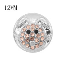 12MM design Round Rabbit metal charms snap with Orange rhinestone KS7109-S snaps jewelry