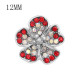 12MM design Flowers metal snap charms with Red and colorful rhinestone KS7101-S snaps jewelry