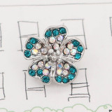 12MM design Flowers metal snap charms with Blue and colorful rhinestone KS7100-S snaps jewelry