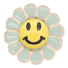 20MM Gold snap Smile Yellow enamel KC8087 charms snaps jewelry