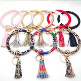 colorful color leather Big ring bangle Key Ring Key Chain tassel bracelet