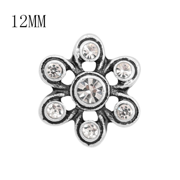 12MM design metal snap with White rhinestone KS7125-S charms snaps jewelry