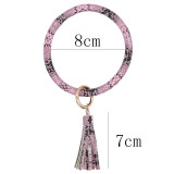 Serpentine color leather Big ring bangle Key Ring Key Chain tassel bracelet