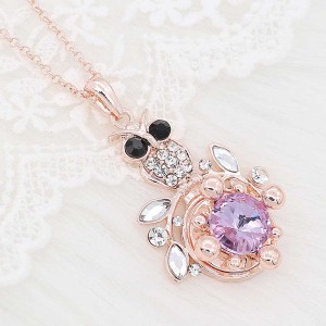 20MM  snap rose-gold plated with purple rhinestone charms KC8090 snaps jewelry