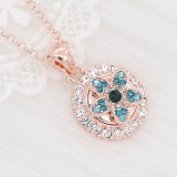 12MM design flower Rose Gold metal snap with Blue rhinestone KS7106-S charms snaps jewelry