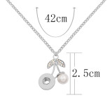 pendant Necklace with Colorful rhinestones And White pearls 42cm chain KS1294-S fit 12MM snaps jewelry